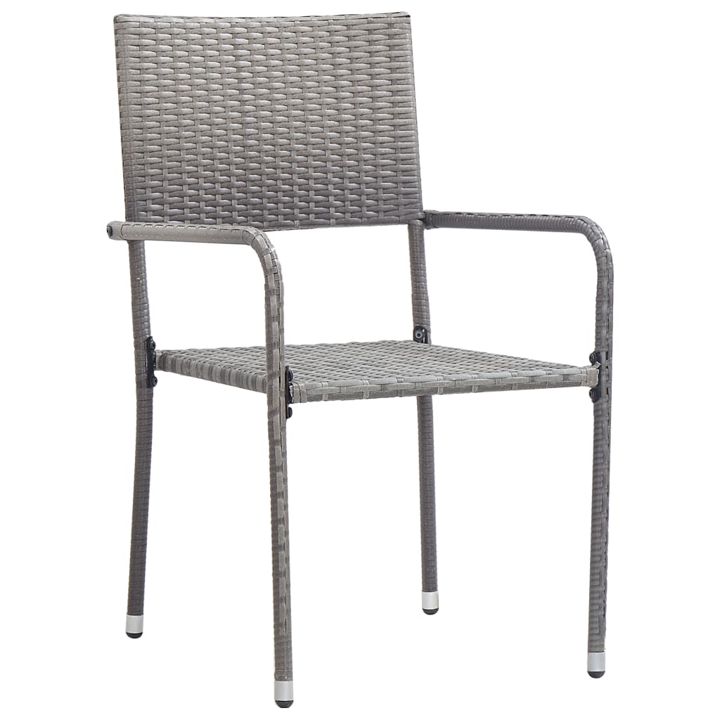 Garden Dining Chairs 6 pcs Stackable Grey Poly Rattan