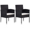 Garden Chairs with Cream White Cushions 2 pcs Black Poly Rattan