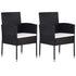 Garden Chairs with Cream White Cushions 2 pcs Black Poly Rattan