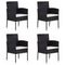 Garden Chairs with Cream White Cushions 4 pcs Black Poly Rattan