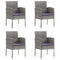 Garden Chairs with Dark Grey Cushions 4 pcs Grey Poly Rattan