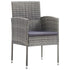 Garden Chairs with Dark Grey Cushions 4 pcs Grey Poly Rattan