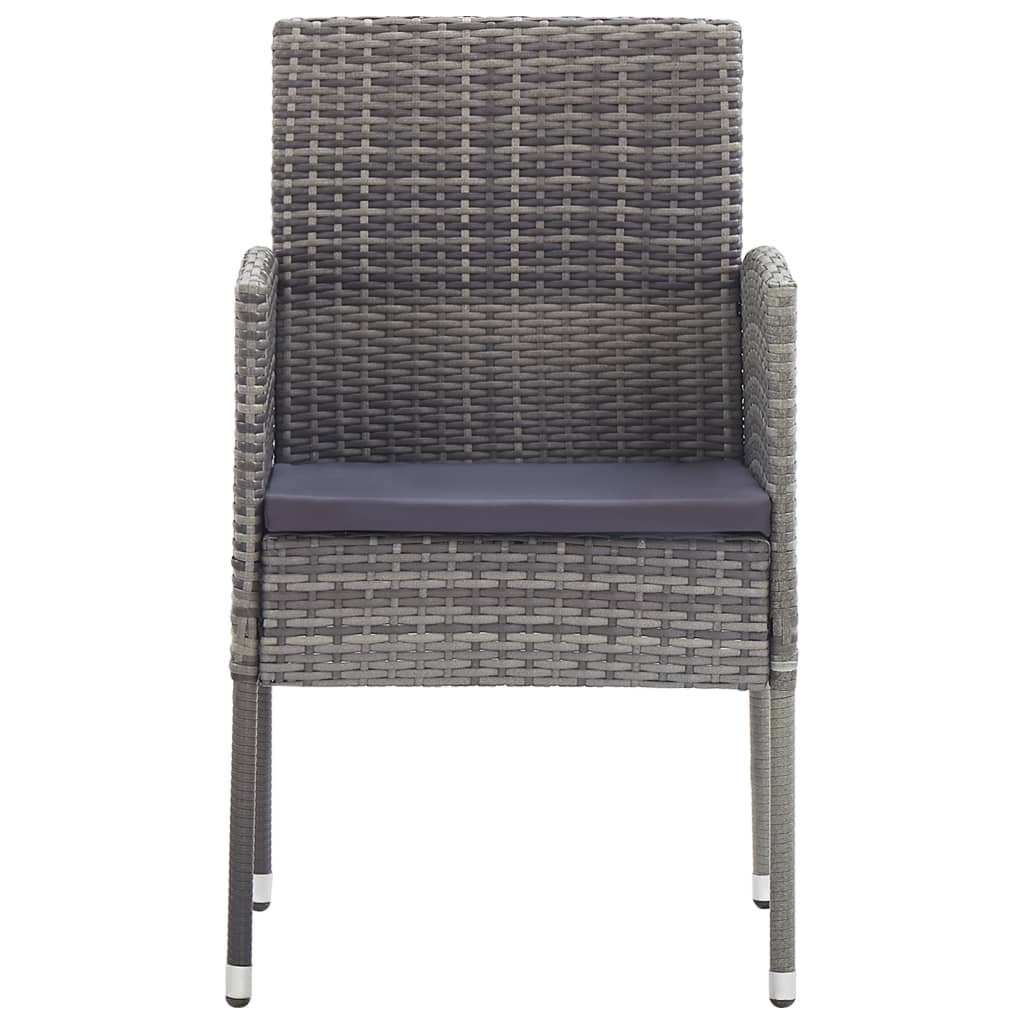 Garden Chairs with Dark Grey Cushions 4 pcs Grey Poly Rattan