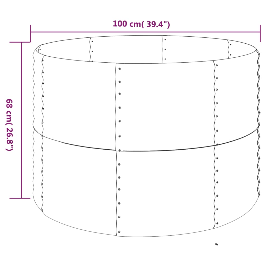 Garden Raised Bed Powder-coated Steel 100x100x68 cm Anthracite