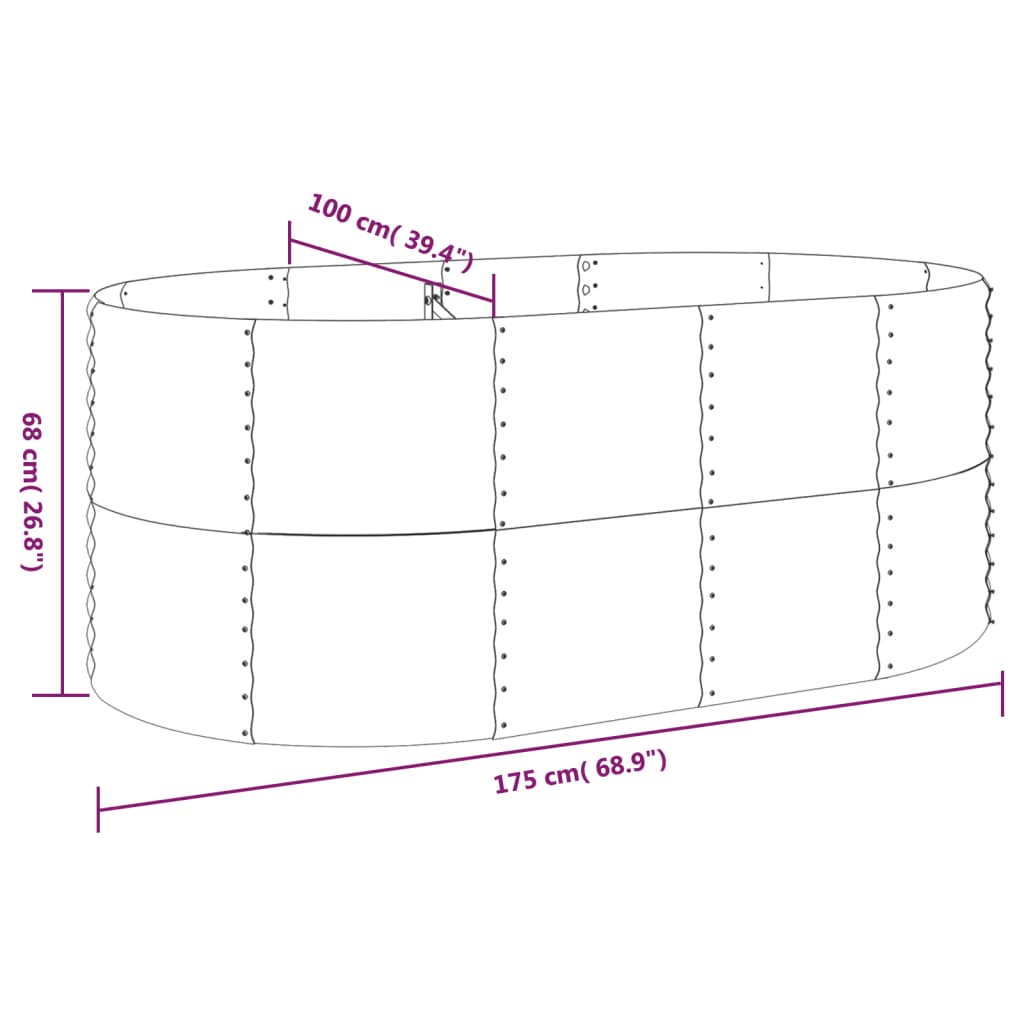 Garden Raised Bed Powder-coated Steel 175x100x68 cm Silver