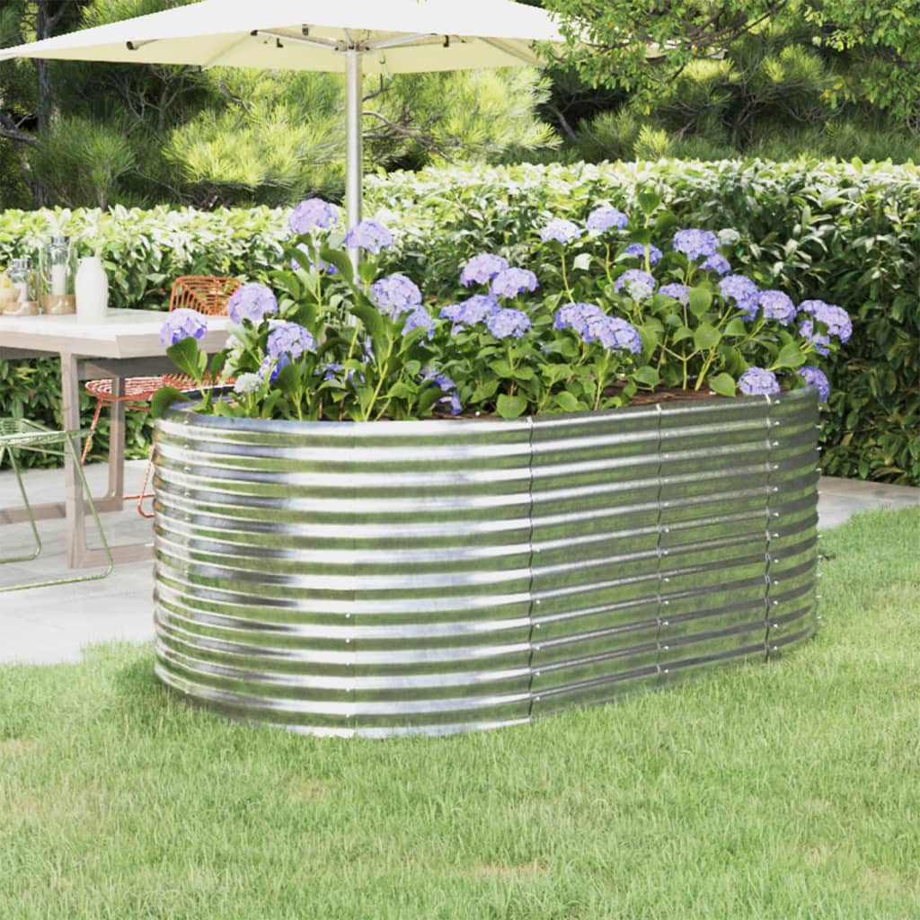 Garden Raised Bed Powder-coated Steel 175x100x68 cm Silver