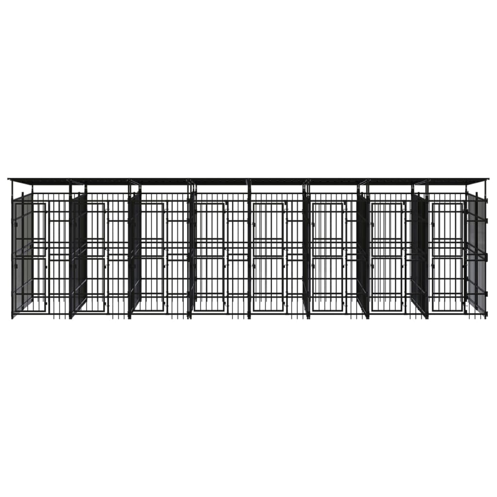 Outdoor Dog Kennel with Roof Steel 14.75 m²