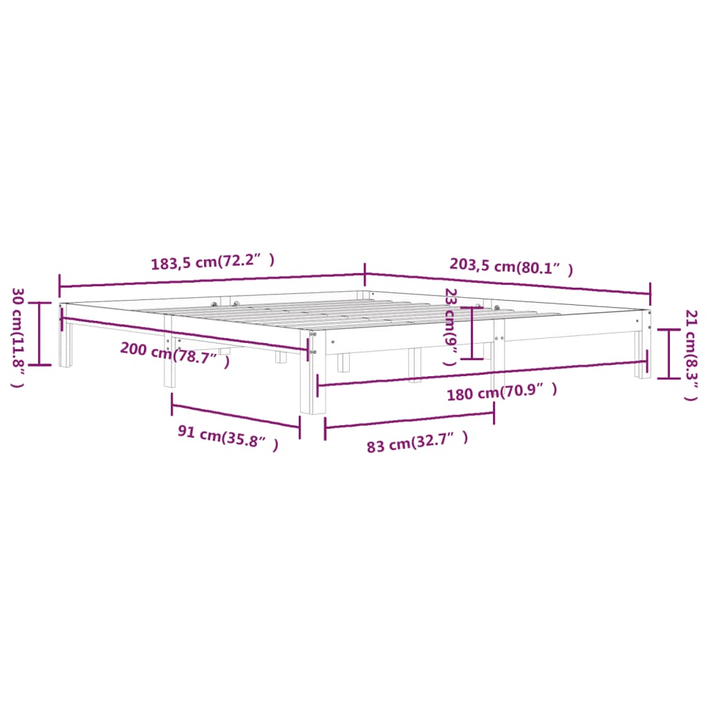 Bed Frame without Mattress 183x203 cm King