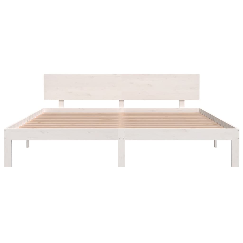 Bed Frame without Mattress White 183x203 cm King