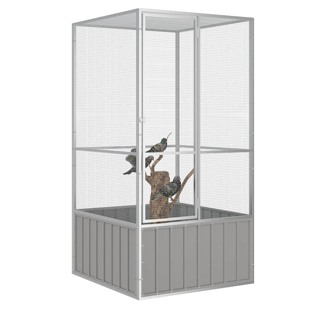 Bird Cage Grey 111x107x211.5 cm Galvanised Steel