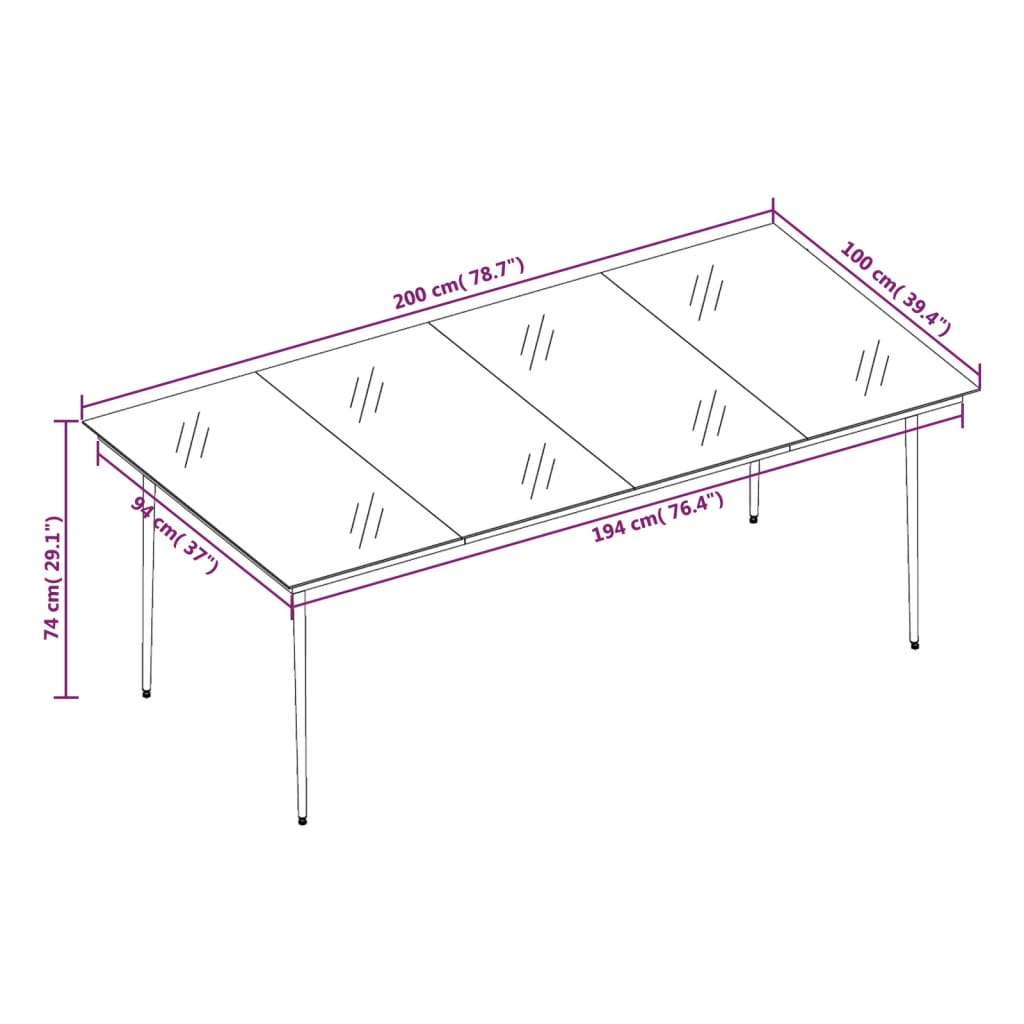 7 Piece Garden Dining Set with Cushions Black