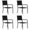 Garden Dining Chairs 4 pcs Stackable Black Poly Rattan