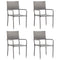 Garden Dining Chairs 4 pcs Stackable Grey Poly Rattan