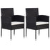 Garden Chairs with Cream White Cushions 2 pcs Black Poly Rattan