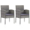 Garden Chairs with Dark Grey Cushions 2 pcs Grey Poly Rattan