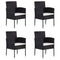 Garden Chairs with Cream White Cushions 4 pcs Black Poly Rattan