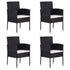 Garden Chairs with Cream White Cushions 4 pcs Black Poly Rattan