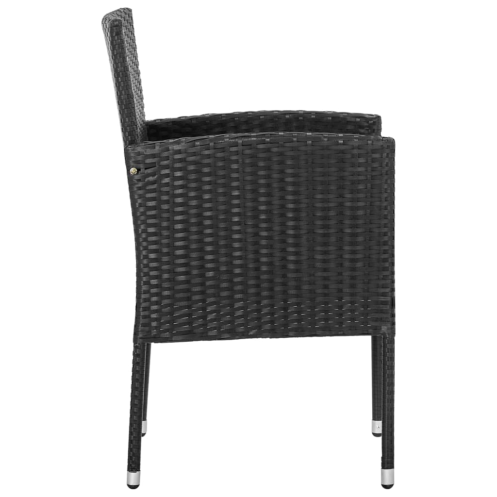 Garden Chairs with Black Cushions 4 pcs Black Poly Rattan