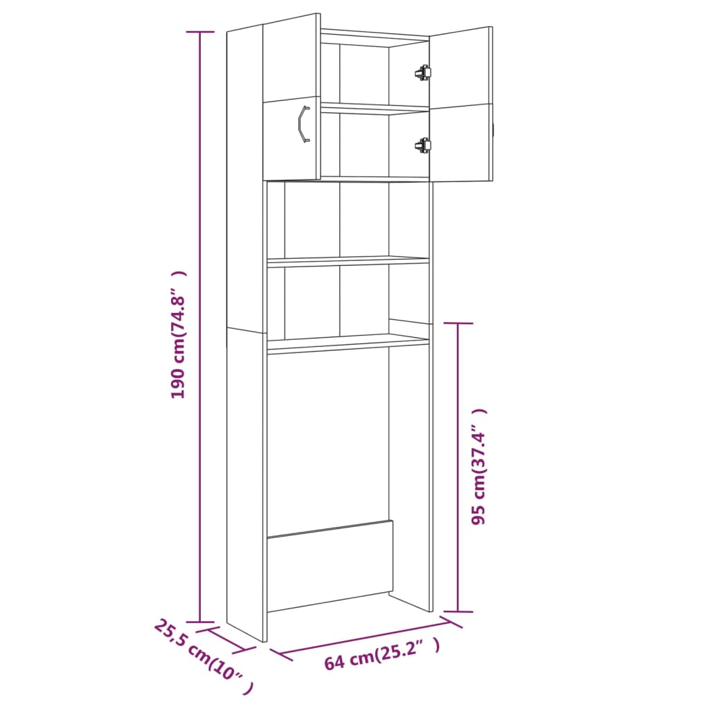 Washing Machine Cabinet Brown Oak 64x25.5x190 cm