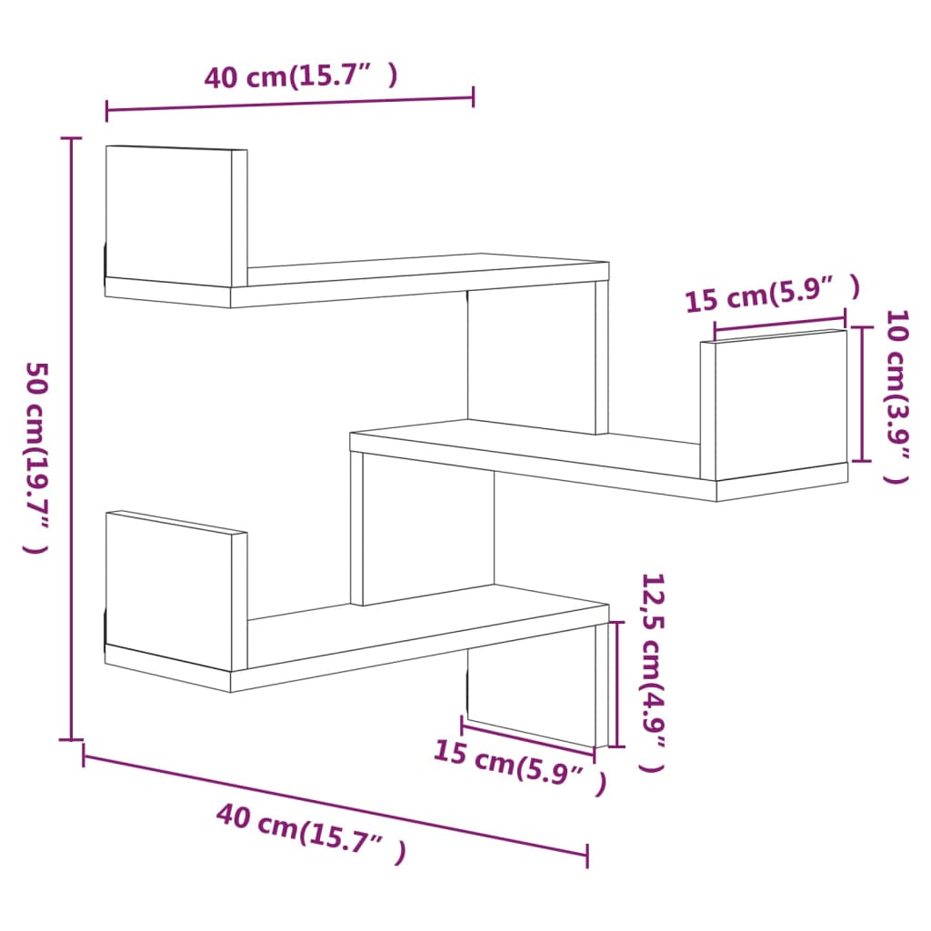 Wall Corner Shelves 2 pcs Smoked Oak 40x40x50 cm Engineered Wood