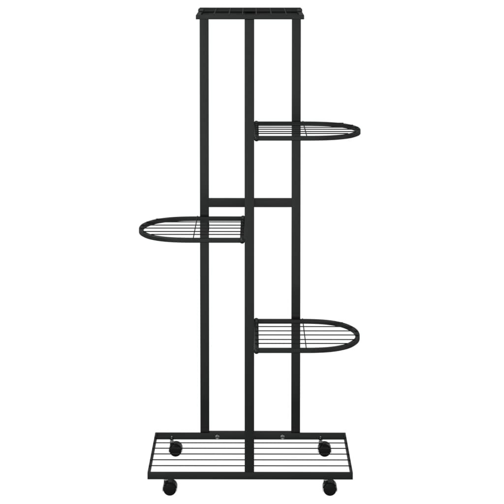 5-Floor Flower Stand with Wheels 44x23x100 cm Black Iron