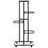 5-Floor Flower Stand with Wheels 44x23x100 cm Black Iron