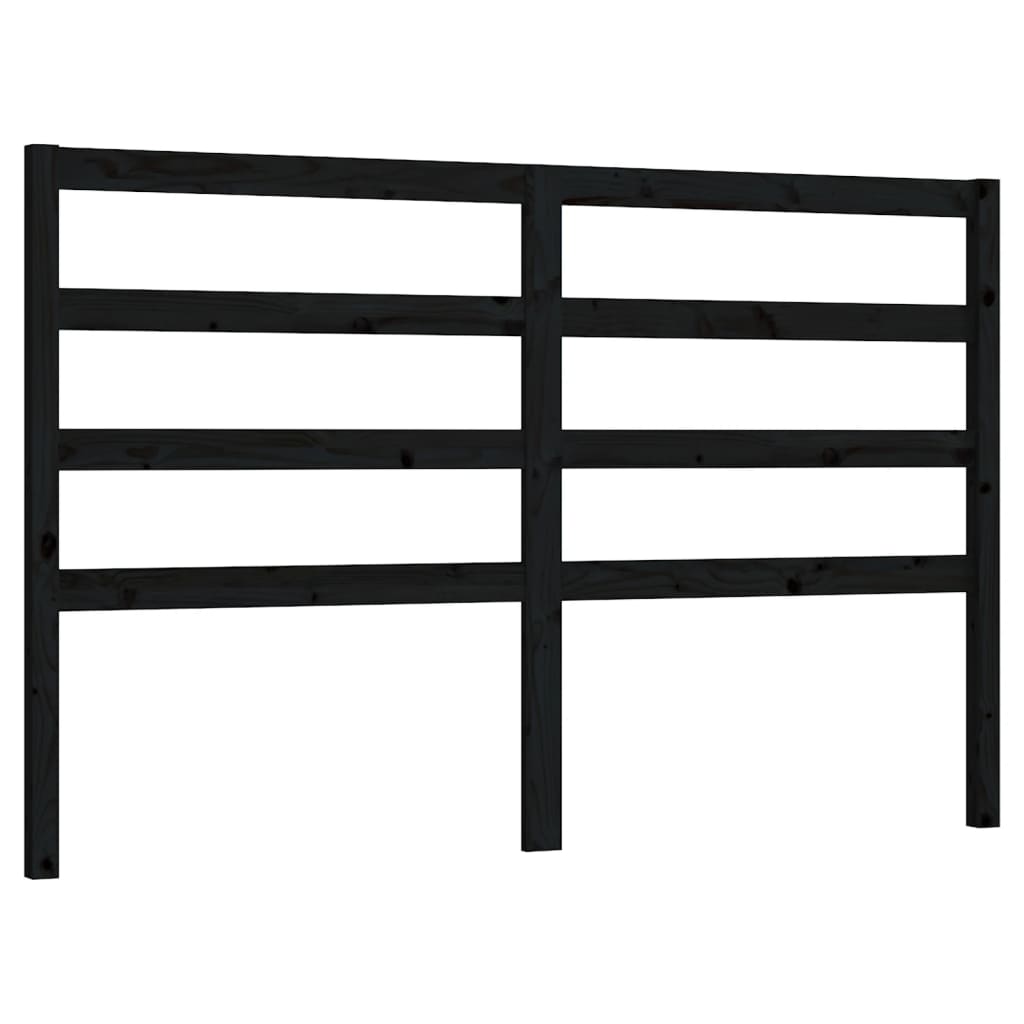 Bed Headboard Black 141 cm Solid Wood Pine