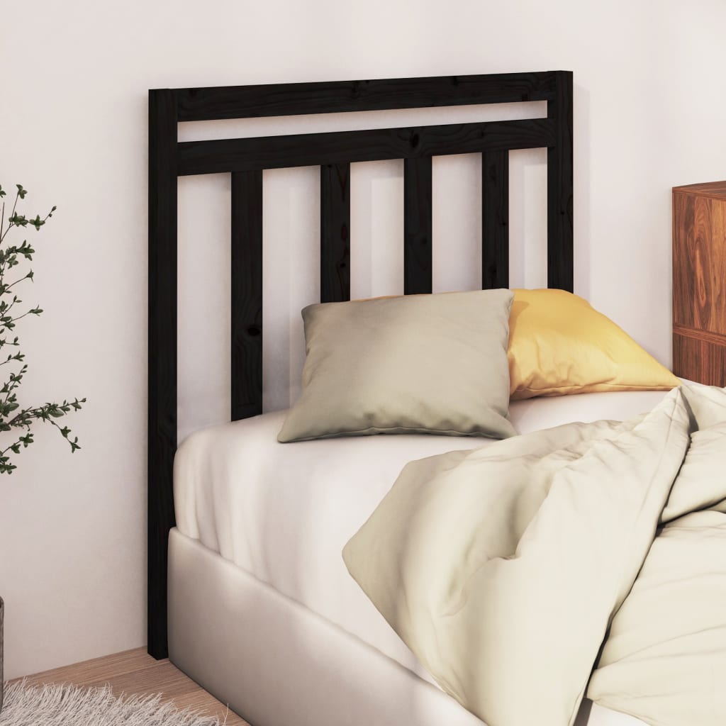 Bed Headboard Black 96 cm Solid Wood Pine