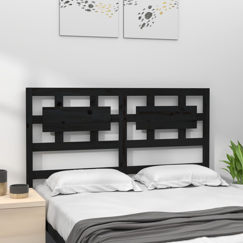 Bed Headboard Black 140.5 cm Solid Wood Pine