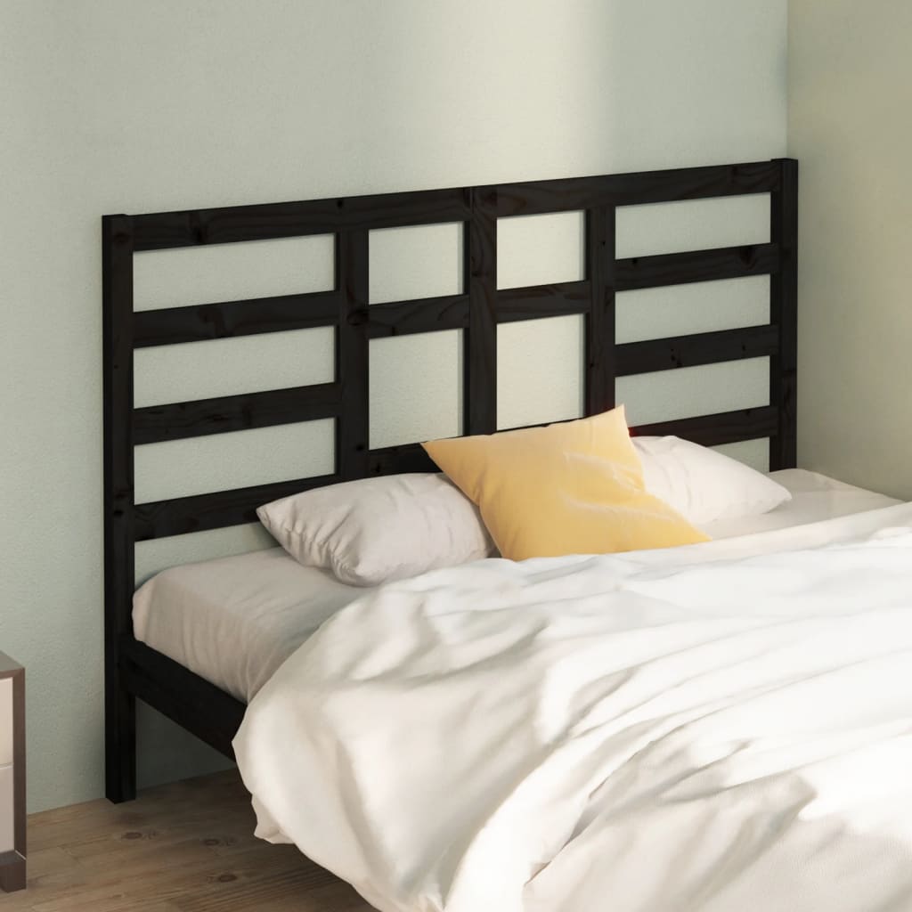 Bed Headboard Black 156 cm Solid Wood Pine