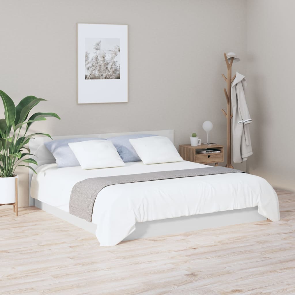 Bed Headboard High Gloss White 200 cm Engineered Wood