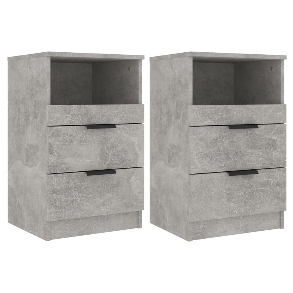 Bedside Cabinets 2 pcs Concrete Grey Engineered Wood