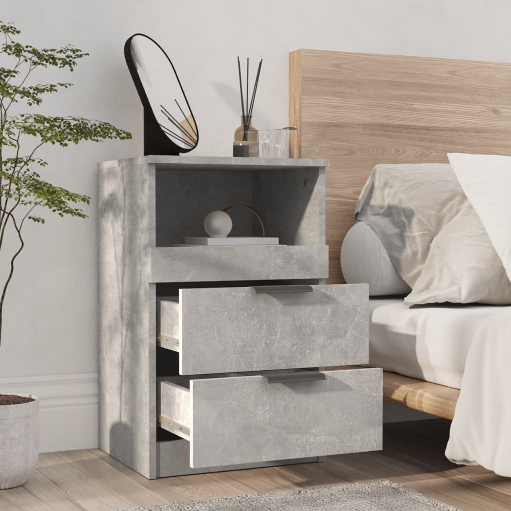 Bedside Cabinets 2 pcs Concrete Grey Engineered Wood