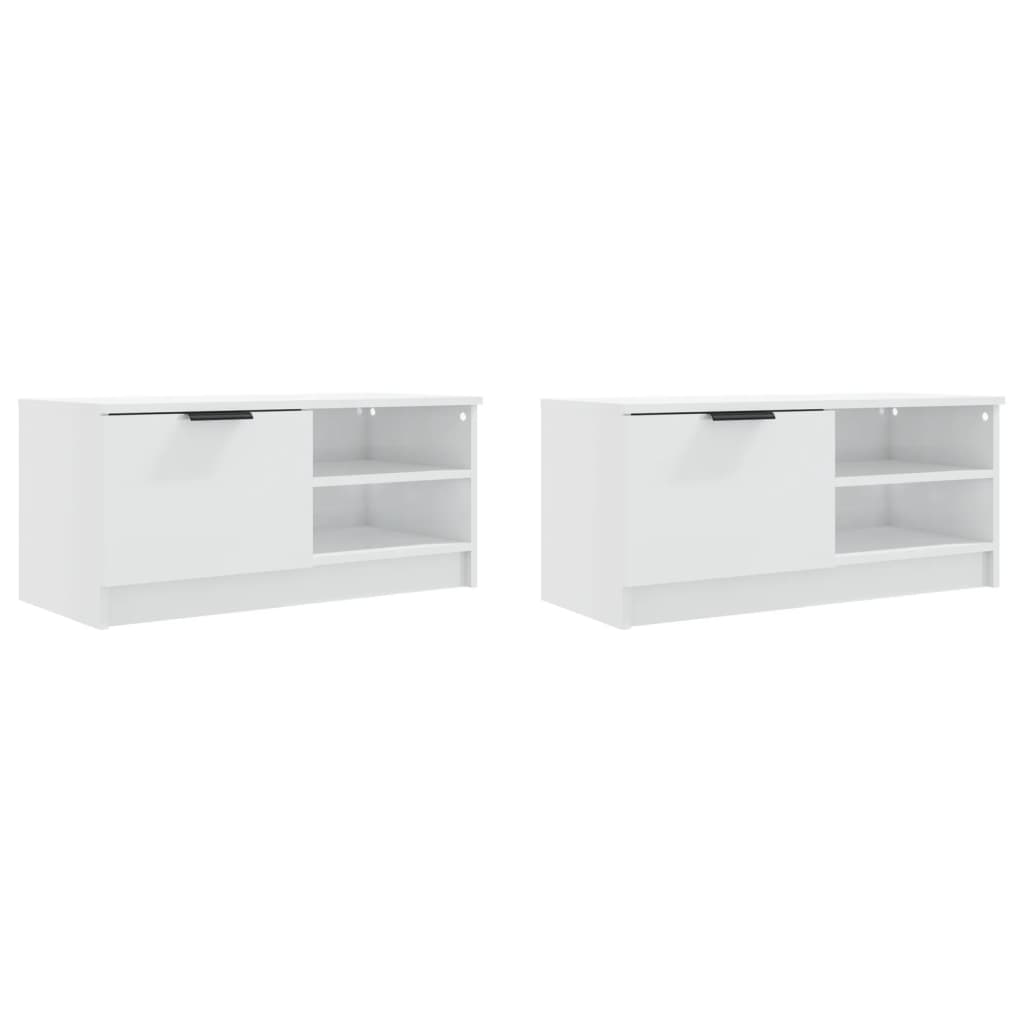 TV Cabinets 2 pcs High Gloss White 80x35x36.5cm Engineered Wood