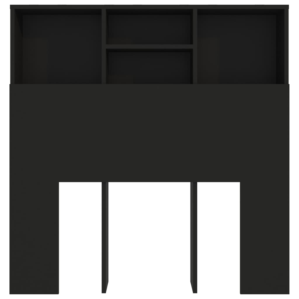 Headboard Cabinet Black 100 cm