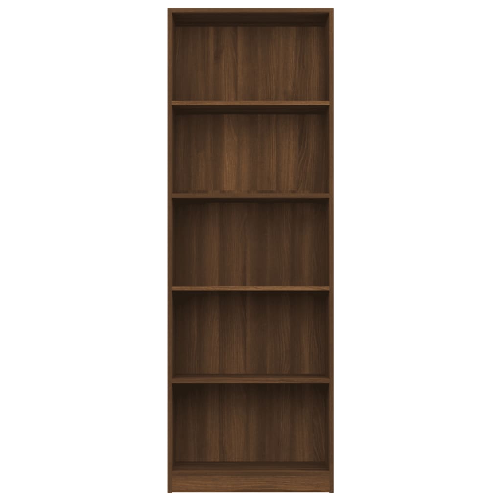 5-Tier Book Cabinet Brown Oak 60x24x175 cm Engineered Wood