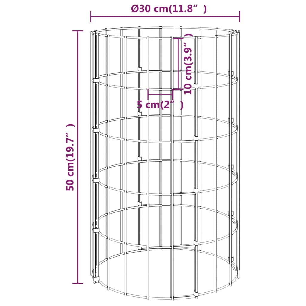 Circular Gabion Raised Beds 4 pcs Ø30x50/100/150/200 cm