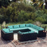 11 Piece Garden Lounge Set with Cushions Black Poly Rattan