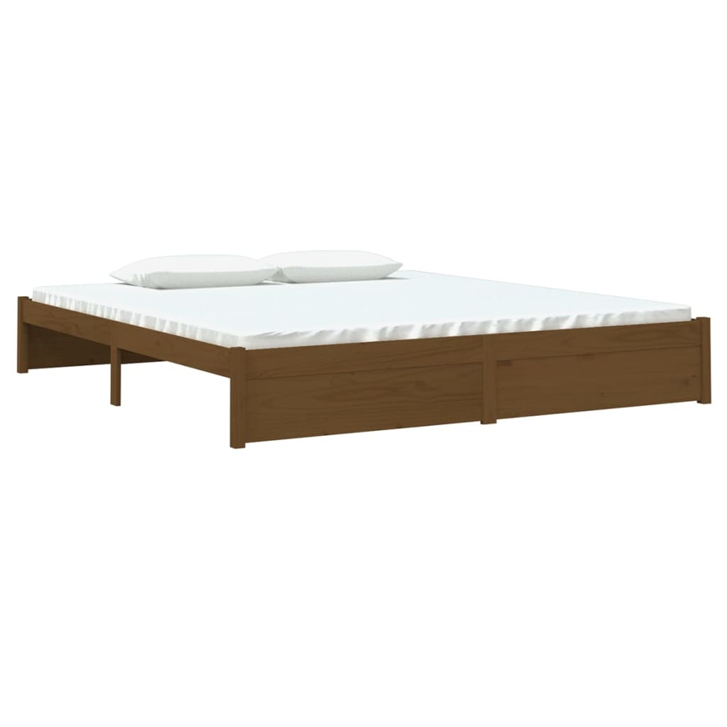 Bed Frame without Mattress Honey Brown Solid Wood 183x203 cm King