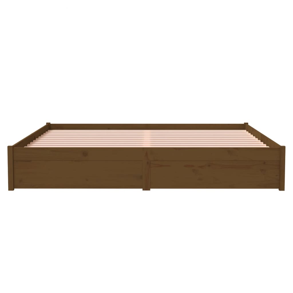 Bed Frame without Mattress Honey Brown Solid Wood 183x203 cm King