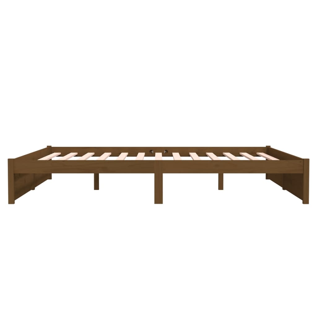 Bed Frame without Mattress Honey Brown Solid Wood 183x203 cm King