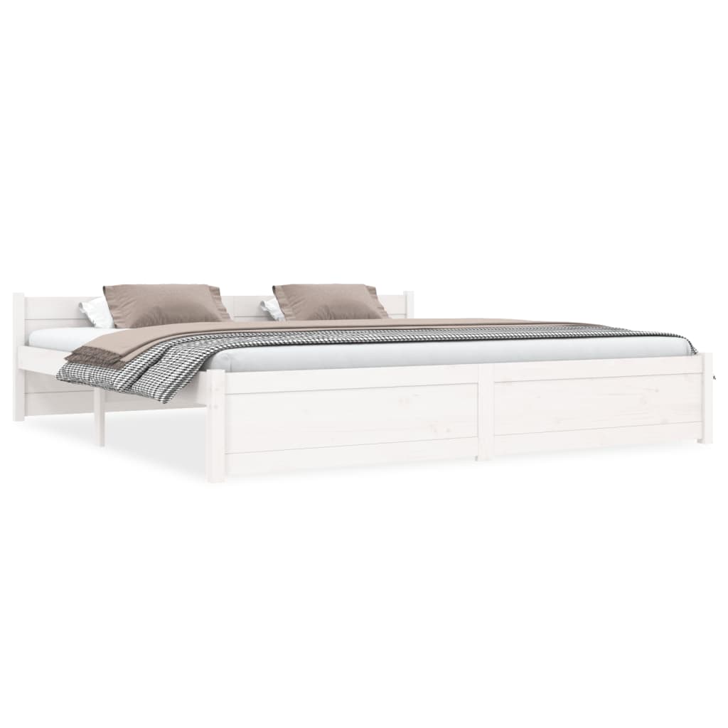 Bed Frame without Mattress White Solid Wood 183x203 cm King