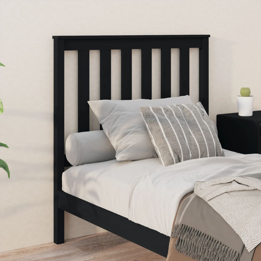 Bed Headboard Black 96 cm Solid Wood Pine