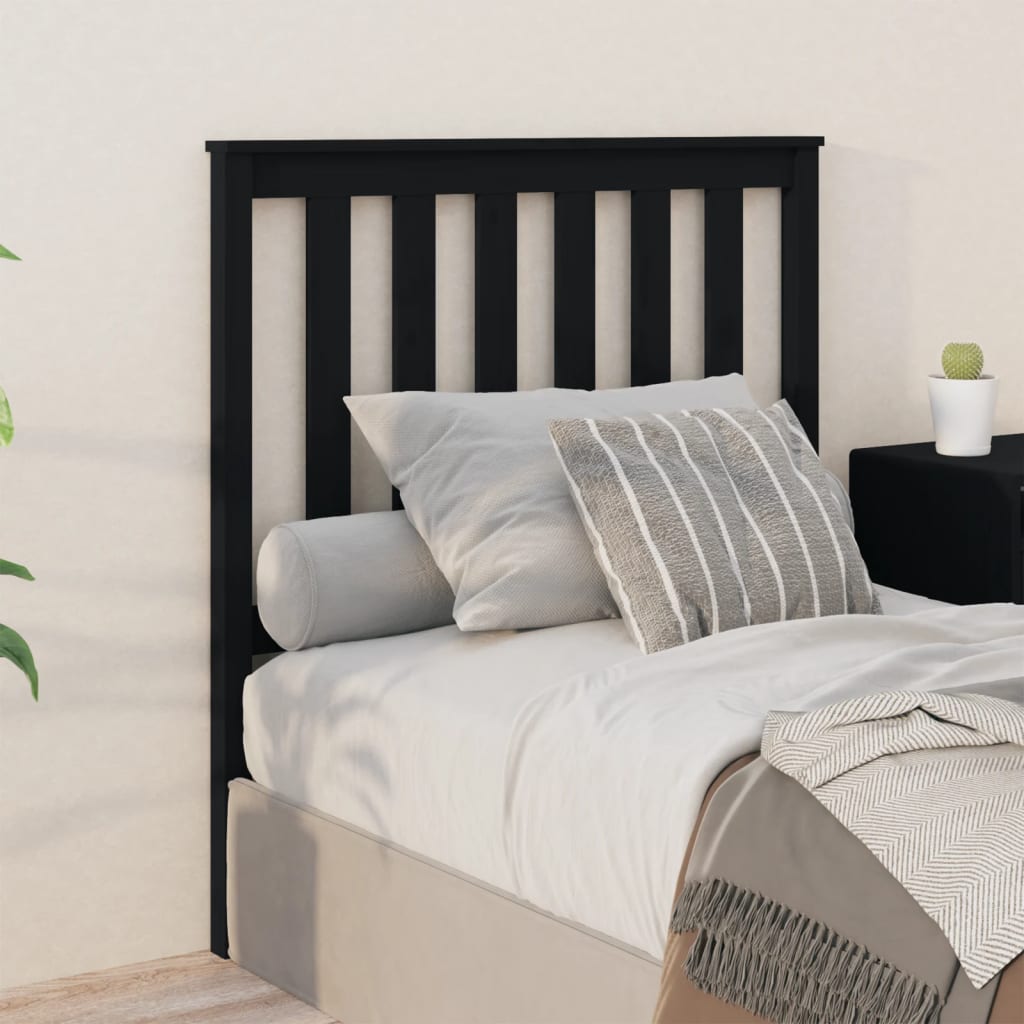 Bed Headboard Black 96 cm Solid Wood Pine