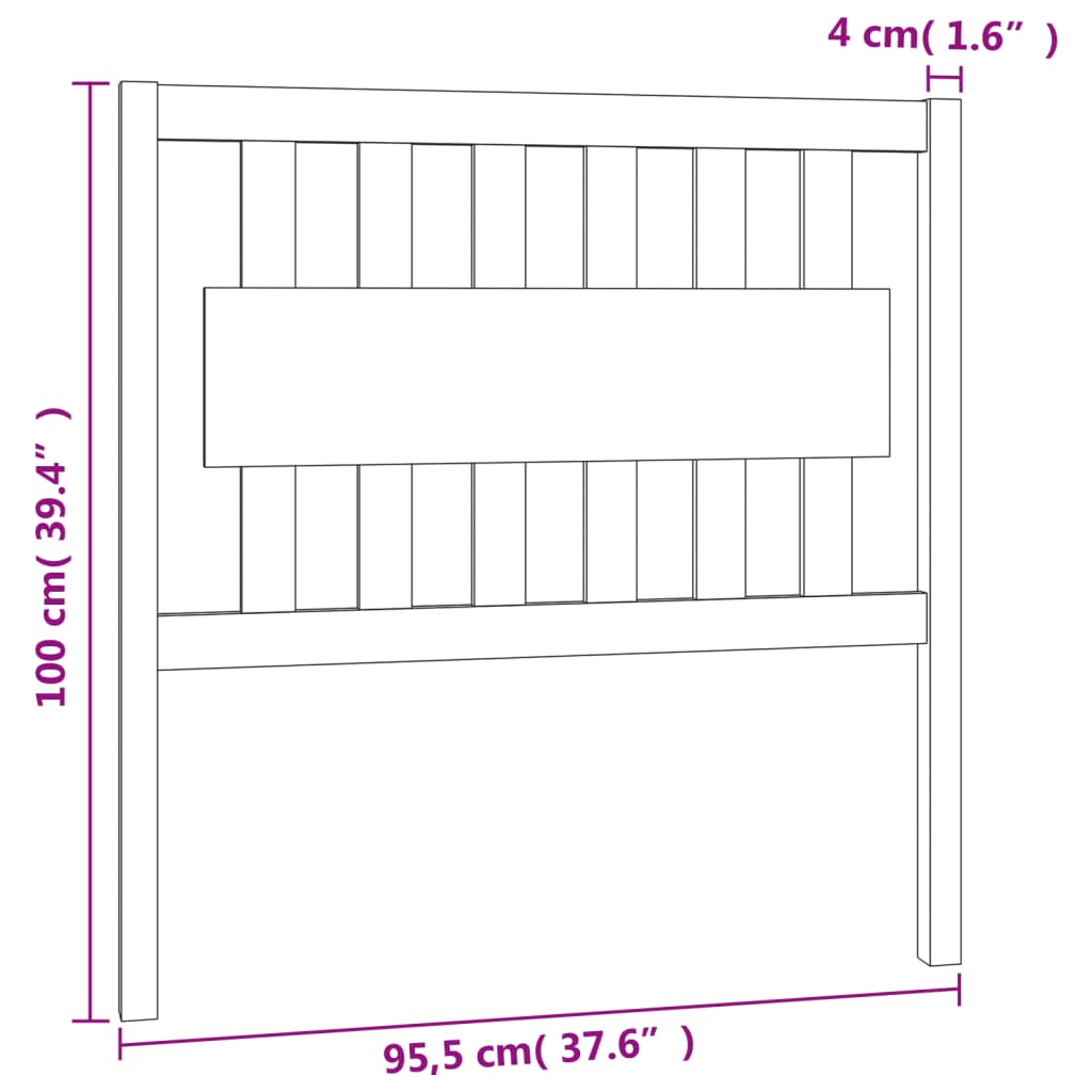 Bed Headboard 95.5 cm Solid Wood Pine