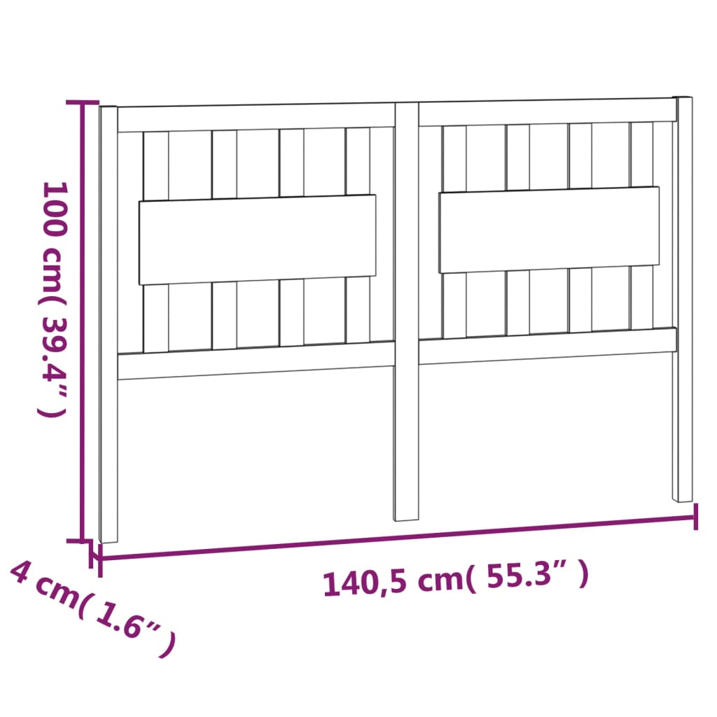 Bed Headboard White 140.5 cm Solid Wood Pine