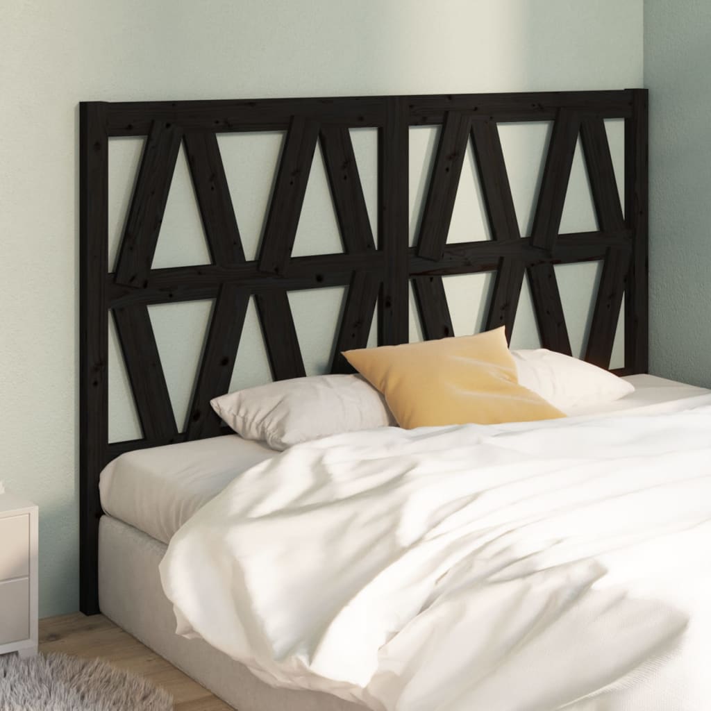 Bed Headboard Black 156 cm Solid Wood Pine