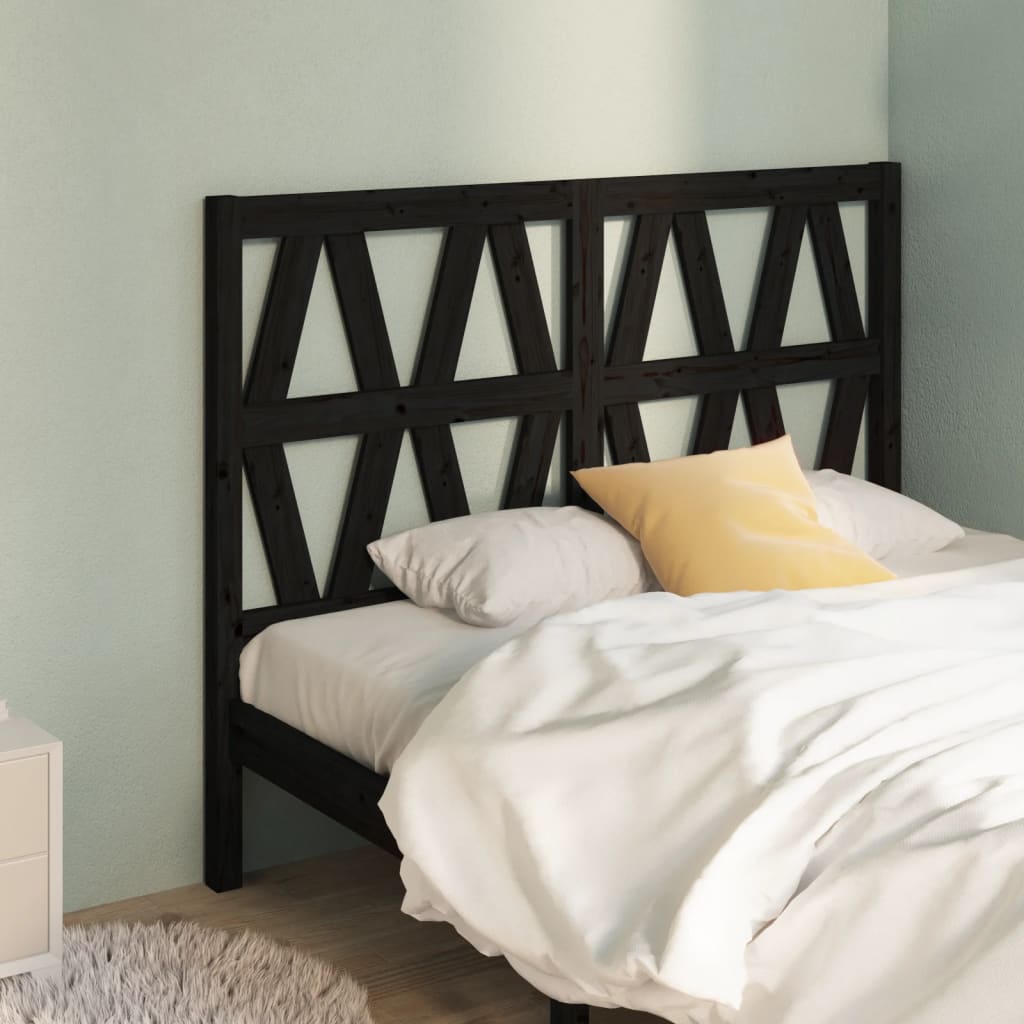 Bed Headboard Black 156 cm Solid Wood Pine