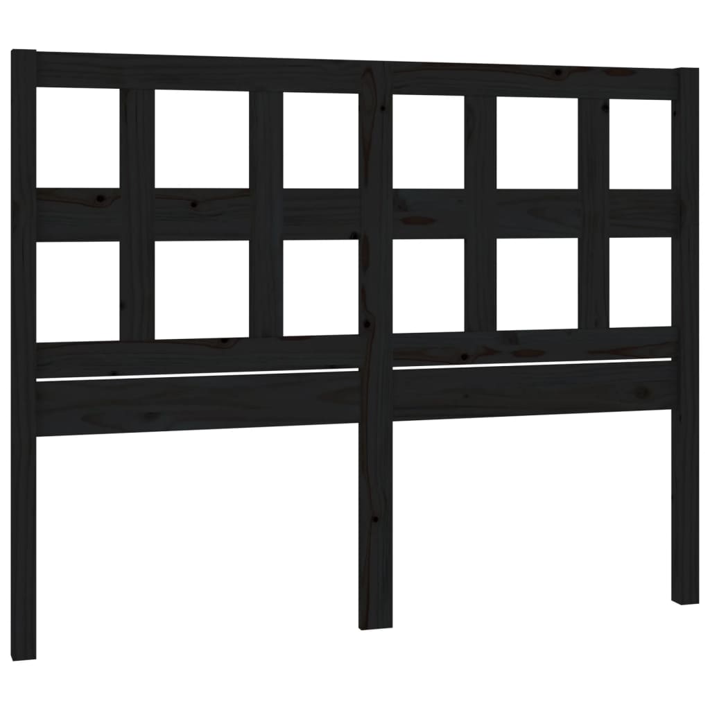 Bed Headboard Black 140.5 cm Solid Wood Pine