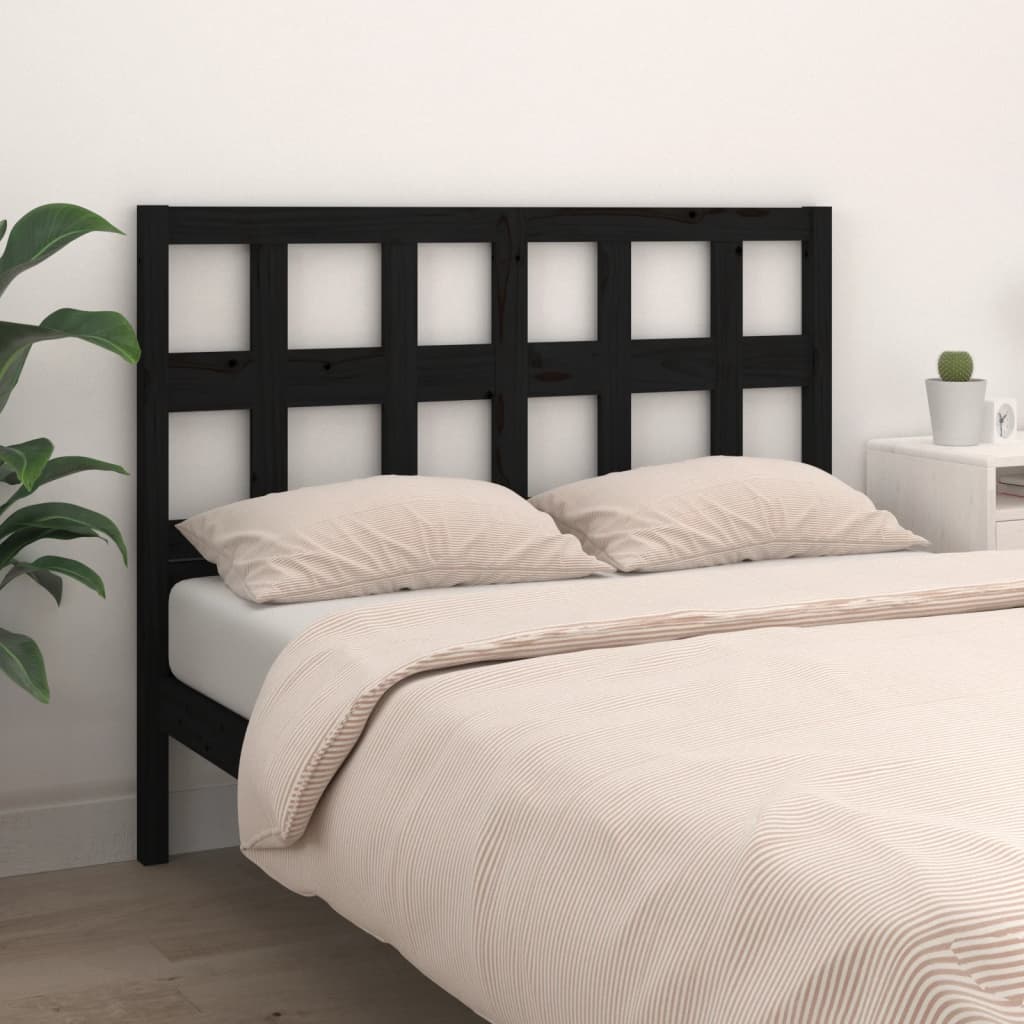 Bed Headboard Black 140.5 cm Solid Wood Pine